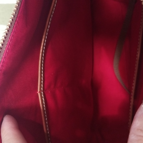 Dooney And Bourke Coated Cotton Gingham Hobo Shoulder Bag In Navy EUC - Picture 10 of 12